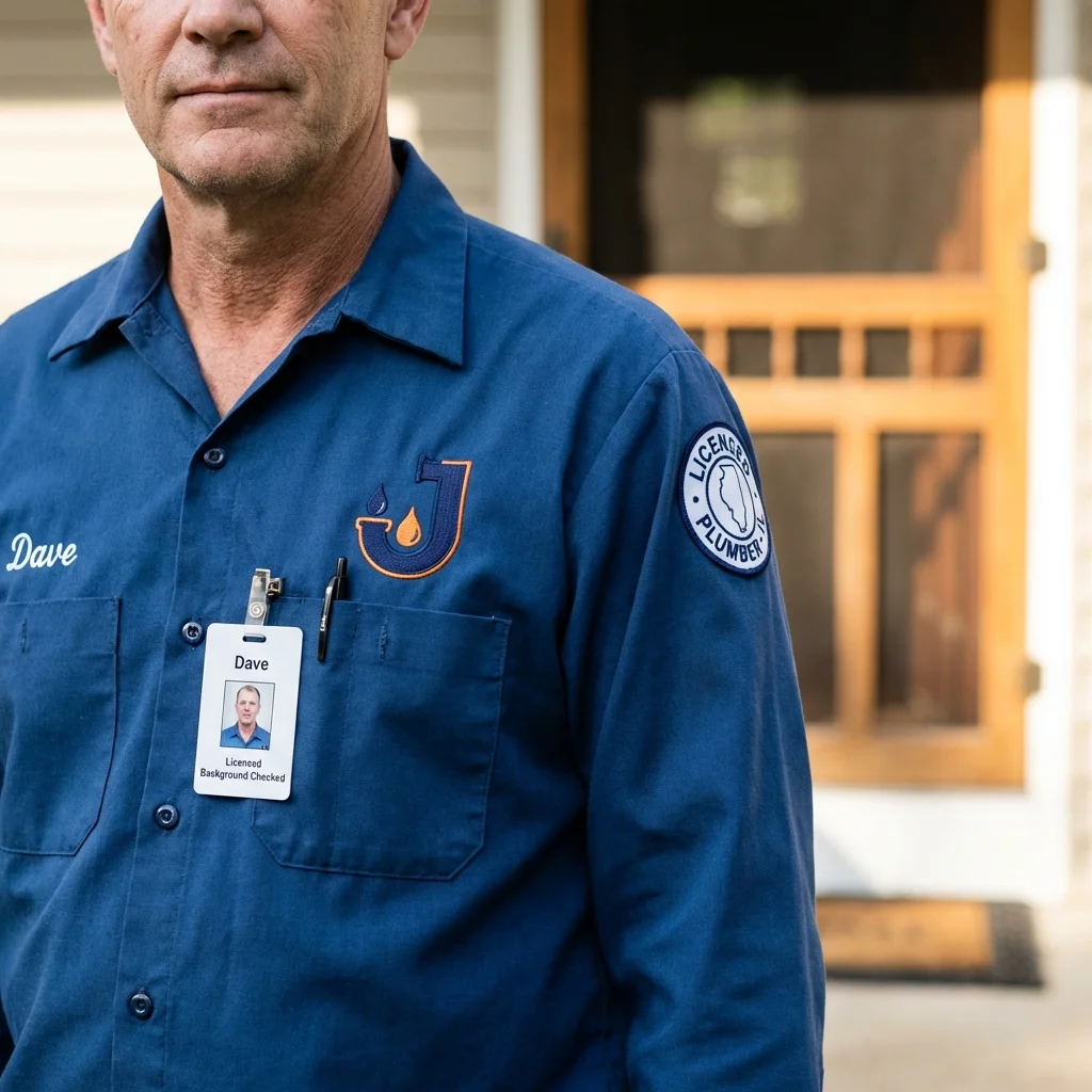 Licensed plumber showing ID badge in West Chatham, MA