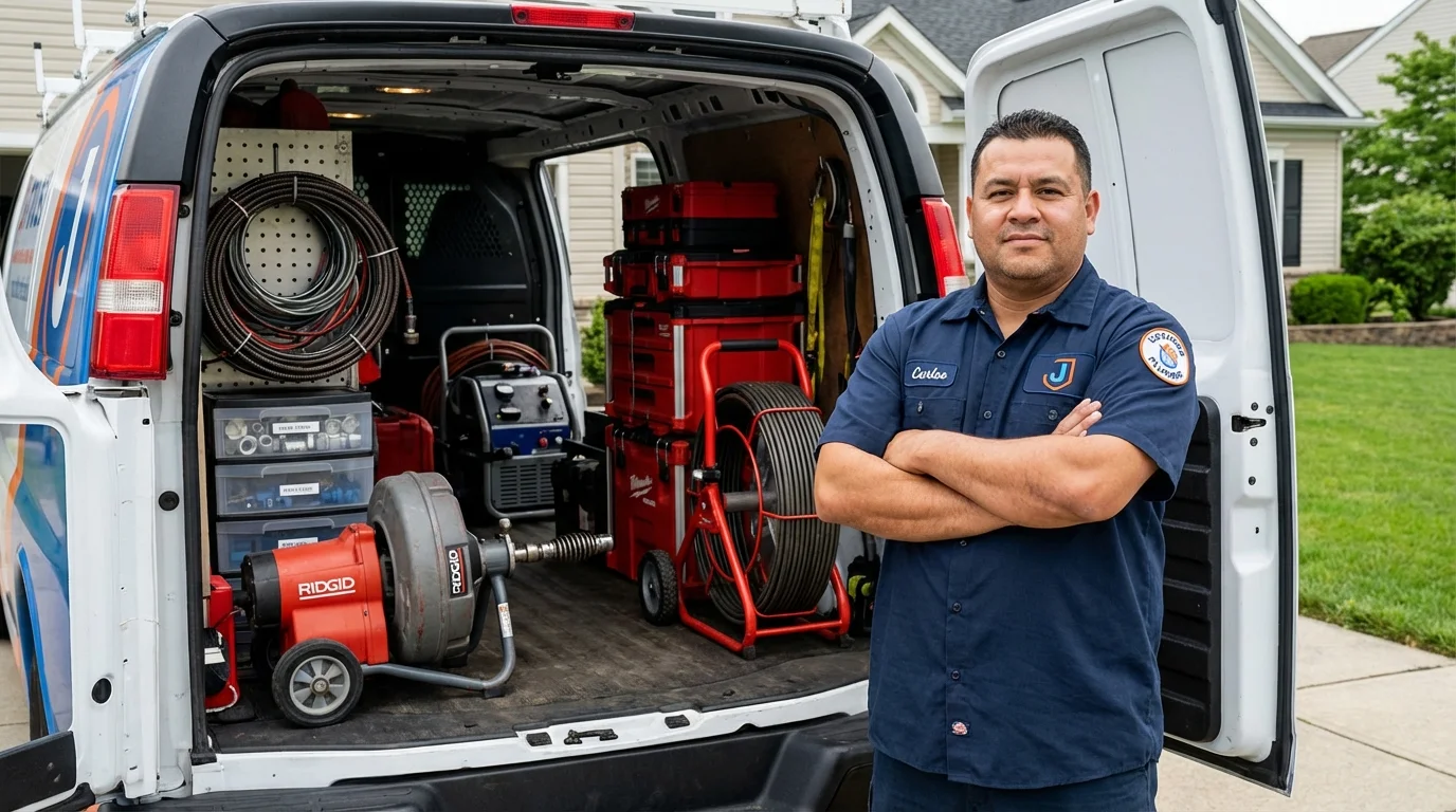Professional drain cleaning equipment and Johns Plumbing LLC plumber in West Chatham