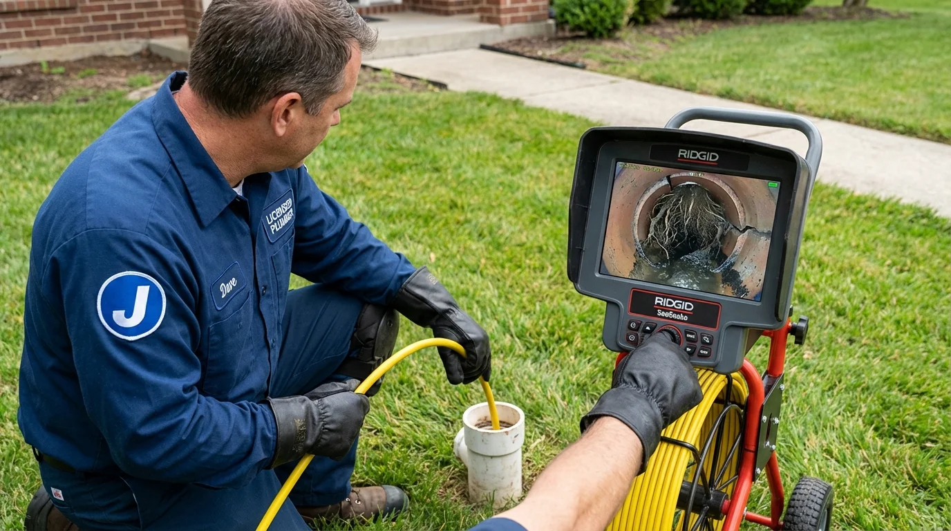 Sewer camera inspection being performed by Johns Plumbing LLC in West Chatham
